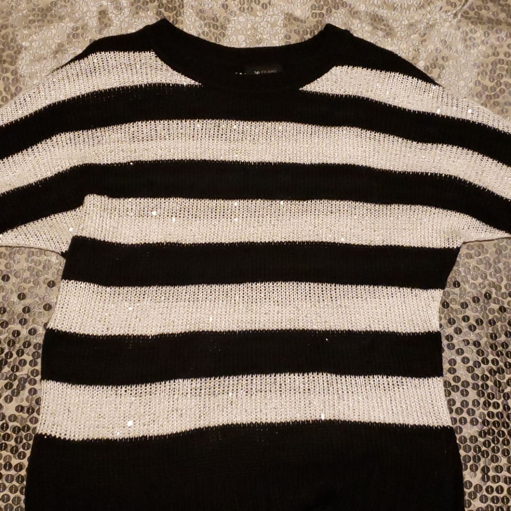 Black and white glitter sweater